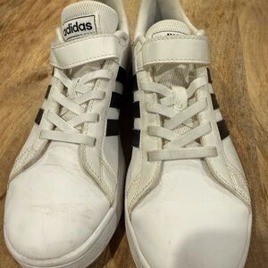 Kid’s Adidas Classic White Sneakers with Black Accents